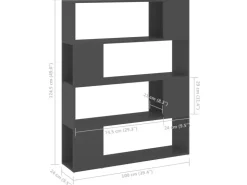 vidaXL Bücherregal Raumteiler Grau 100x24x124 cm* Bücherregale