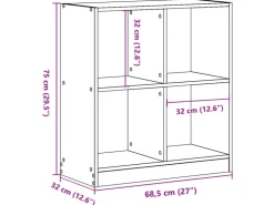 vidaXL Bücherregal Räuchereiche 68,5x32x75 cm Holzwerkstoff