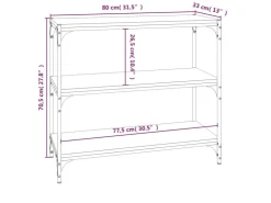 vidaXL Bücherregal Räuchereiche 80x33x70,5 cm Holzwerkstoff und Stahl