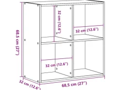 vidaXL Bücherregal Sonoma-Eiche 68,5x32x68,5 cm Holzwerkstoff