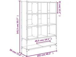 vidaXL Bücherregal Sonoma-Eiche 102x30x141,5 cm Holzwerkstoff