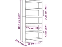 vidaXL Bücherregal/Raumteiler 80x30x167,4 cm Massivholz Kiefer* Regale Massivholz|Bücherregale