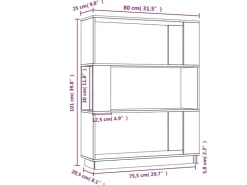 vidaXL Bücherregal/Raumteiler 80x25x101 cm Massivholz Kiefer