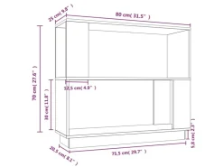 vidaXL Bücherregal/Raumteiler 80x25x70 cm Massivholz Kiefer