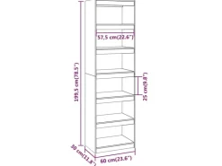 vidaXL Bücherregal/Raumteiler Weiß 60x30x199,5 cm Massivholz Kiefer* Regale Massivholz|Bücherregale