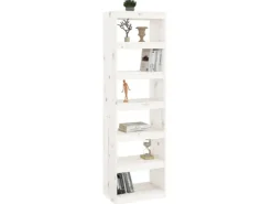 vidaXL Bücherregal/Raumteiler Weiß 60x30x199,5 cm Massivholz Kiefer* Regale Massivholz|Bücherregale
