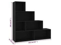 vidaXL Bücherregal/Raumteiler 155x24x160 cm Holzwerkstoff 800658* Regale Schwarz|Bücherregale