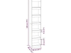 vidaXL Bücherregal/Raumteiler Weiß 40x30x198 cm* Bücherregale