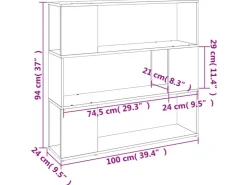 vidaXL Bücherregal/Raumteiler Räuchereiche 100x24x94 cm* Bücherregale