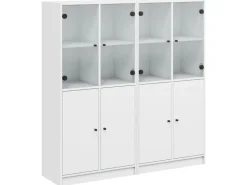 vidaXL Bücherschrank mit Türen 136x37x142 cm Holzwerkstoff Weiß