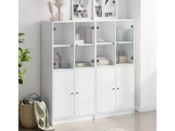 vidaXL Bücherschrank mit Türen 136x37x142 cm Holzwerkstoff Weiß