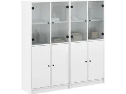 vidaXL Bücherschrank mit Türen 136x37x142 cm Holzwerkstoff Weiß