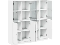 vidaXL Bücherschrank mit Türen 136x37x142 cm Holzwerkstoff Weiß