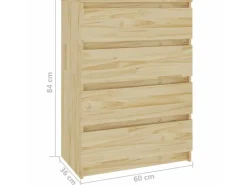 vidaXL Beistellschrank 60x36x84 cm Massivholz Kiefer 808103* Sideboards|Kommode