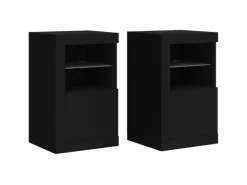 vidaXL Beistellschränke mit LED-Leuchten 2 Stk Schwarz Holzwerkstoff* Sideboards