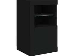 vidaXL Beistellschränke mit LED-Leuchten 2 Stk Schwarz Holzwerkstoff* Sideboards