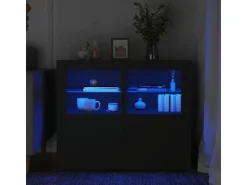 vidaXL Beistellschränke mit LED-Leuchten 2 Stk Schwarz Holzwerkstoff* Sideboards