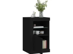 vidaXL Beistellschränke mit LED-Leuchten 2 Stk Schwarz Holzwerkstoff* Sideboards