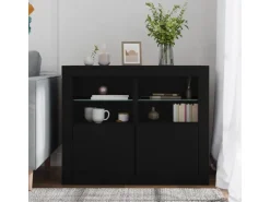 vidaXL Beistellschränke mit LED-Leuchten 2 Stk Schwarz Holzwerkstoff* Sideboards