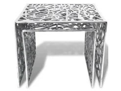 vidaXL Beistelltische 2 Stk. Quadratisch Silbern Aluminium
