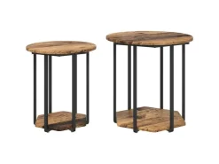 vidaXL Beistelltisch-Set mit Regal 2-Tlg Altes Holz und Schwarz 869718* Holzregale