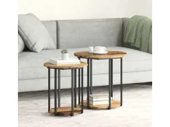 vidaXL Beistelltisch-Set mit Regal 2-Tlg Altes Holz und Schwarz 869718* Holzregale