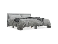 vidaXL Bettgestell Grau Sonoma 200x200 cm Holzwerkstoff und Metall 3280085* Betten