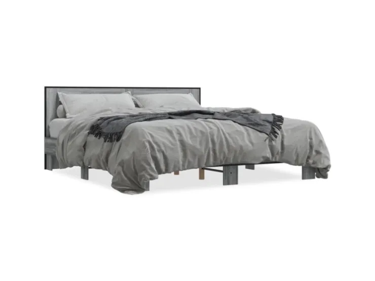 vidaXL Bettgestell Grau Sonoma 200x200 cm Holzwerkstoff und Metall 3280085* Betten