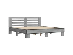 vidaXL Bettgestell Grau Sonoma 200x200 cm Holzwerkstoff und Metall 3280085* Betten