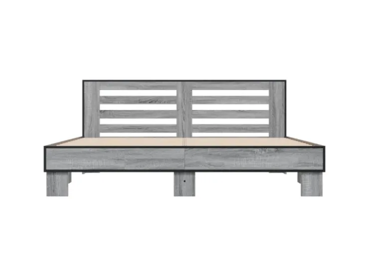 vidaXL Bettgestell Grau Sonoma 200x200 cm Holzwerkstoff und Metall 3280085* Betten