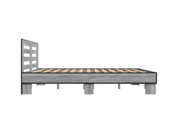 vidaXL Bettgestell Grau Sonoma 200x200 cm Holzwerkstoff und Metall 3280085* Betten