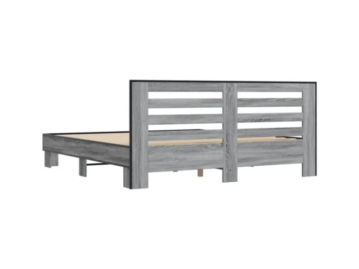 vidaXL Bettgestell Grau Sonoma 200x200 cm Holzwerkstoff und Metall 3280085* Betten