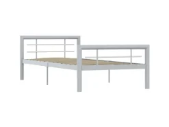 vidaXL Bettgestell Grau und Weiß Metall 100 x 200 cm618326
