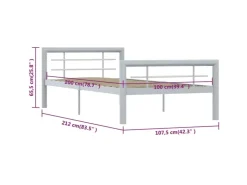 vidaXL Bettgestell Grau und Weiß Metall 100 x 200 cm618326