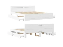 vidaXL Bettgestell mit Kopfteil ohne Matratze Weiß 200x200 cm 3295534* Betten