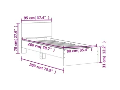 vidaXL Bettgestell mit Kopfteil 90x200 cm Holzwerkstoff 838624* Betten