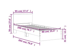 vidaXL Bettgestell mit Kopfteil 90x200 cm Holzwerkstoff 838624* Betten