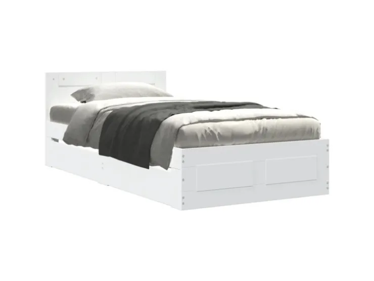 vidaXL Bettgestell mit Kopfteil ohne Matratze Weiß 100x200 cm 3295576