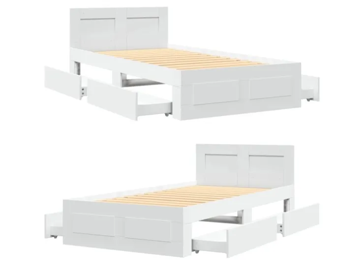 vidaXL Bettgestell mit Kopfteil ohne Matratze Weiß 100x200 cm 3295576