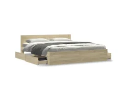 vidaXL Bettgestell mit Kopfteil Sonoma-Eiche 180x200 cm Holzwerkstoff2104136