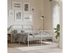 vidaXL Bettgestell mit Kopf- und Fußteil Metall 137x190 cm 376666