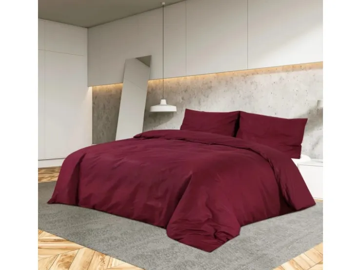 vidaXL Bettwäsche-Set Bordeaux 155x220 cm Leichte Mikrofaser 136039