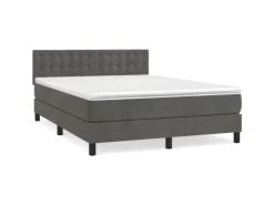 vidaXL Boxspringbett mit Matratze Dunkelgrau 140x200 cm Samt1399197* Betten