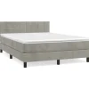 vidaXL Boxspringbett mit Matratze Hellgrau 140x200 cm Samt1389952