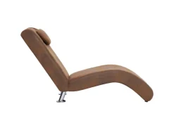 vidaXL Chaiselongue mit Kissen Braun Wildleder-Optik Modell 1* Kissen