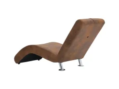 vidaXL Chaiselongue mit Kissen Braun Wildleder-Optik Modell 1* Kissen