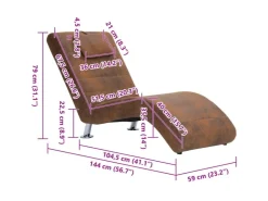 vidaXL Chaiselongue mit Kissen Braun Wildleder-Optik Modell 1* Kissen