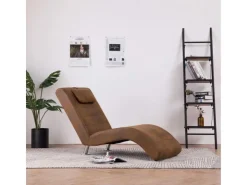 vidaXL Chaiselongue mit Kissen Braun Wildleder-Optik Modell 1* Kissen