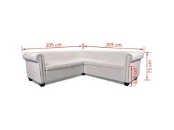 vidaXL Chesterfield Ecksofa 5-Sitzer Kunstleder Weiß