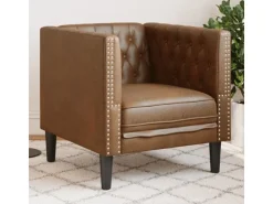 vidaXL Chesterfield-Sessel Braun Kunstleder in Wildleder-Optik 2164395* Sessel